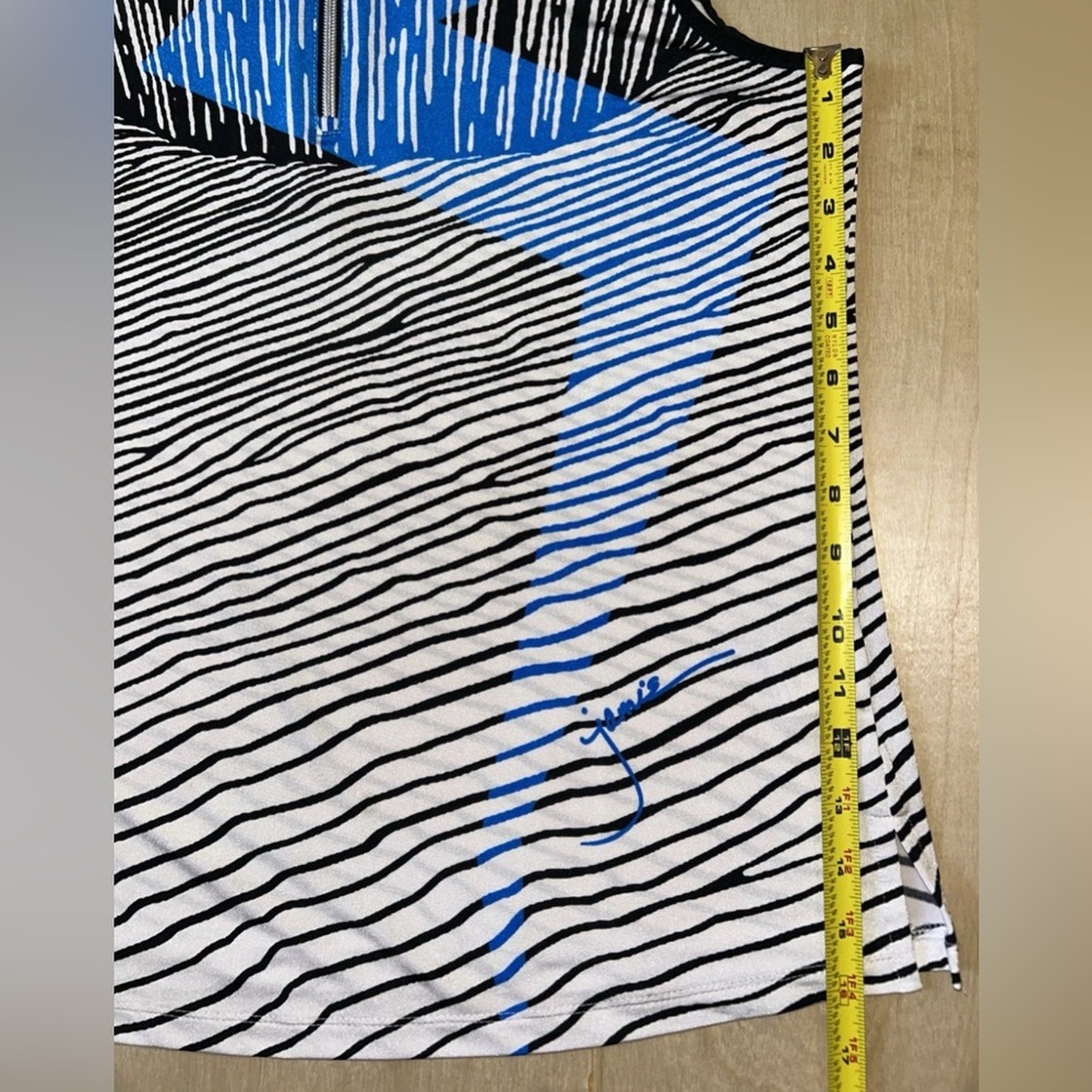 Jamie Sadock Sleeveless Women’s Sz M Tank Golf Polo Colorful Lightning Striped - Picture 2 of 9